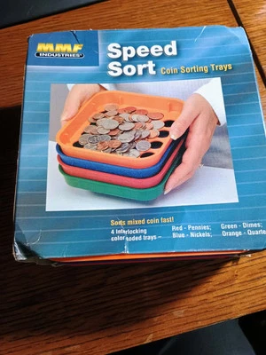 Bandejas codificadas por cores Speed Sort Coin Sort moedas de 25 centavos MMF moedas de 25 centavos - Imagem 1 de 4