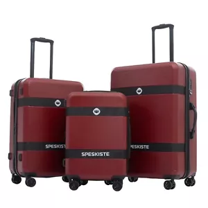 3-Pieces Luggage Set Expandable Suitcase ABS+PC Lightweight Travel Trolley Red - Picture 1 of 9
