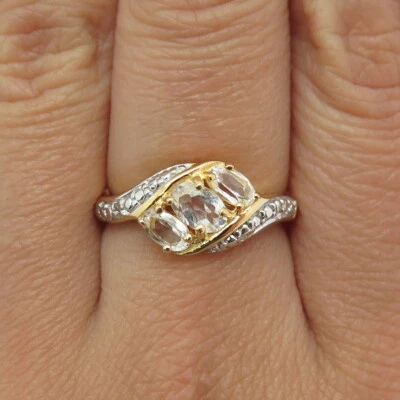 DEE BERKLEY JEWELRY 925 Sterling 2-Tone Diamond Accent & Topaz Ring Size 8.25 - Image 1 of 4