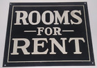 Vintage Metal Sign Rooms For Rent Black & White B&W - 10" x 8?