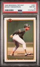 1990 Bowman Tiffany #457 Rickey Henderson Athletics ￼PSA 9 low pop 20