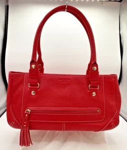 Borsa Kate Spade in pelle con ciottoli rosso brillante borsa a mano da ufficio chiusura magnetica - Foto 1 di 22