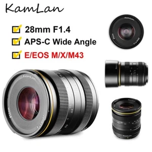 Kamlan 28mm F1.4 Wide Angle APS-C Manual Focus Lens for Canon Sony Fuji Olympus - Picture 1 of 15