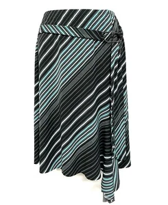 Vintage 90s Y2K Heart Soul Black Blue Striped Handkerchief Hem Midi Skirt Size M - Picture 1 of 4