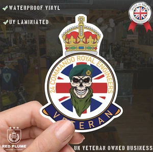 24 Commando Royal Engineers Veteran UV laminierter Schädel & Barett Aufkleber - Bild 1 von 8