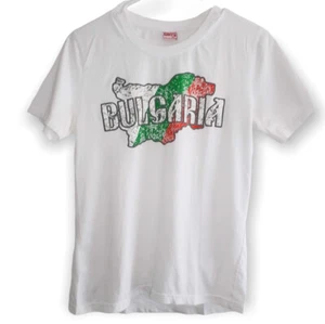 Kros Youth Size 14 Bulgaria White T-Shirt 152 CM Flag Colors & Country Tee (C4) - Picture 1 of 6