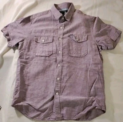 Hombres Banana Republic Púrpura Algodón Lino Camisa Manga Informal Vestido Camisa M Nueva sin Etiquetas Foto 1 de 4
