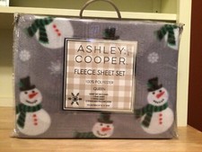 Ashley Cooper Fleece Snowman QUEEN Sheet Set