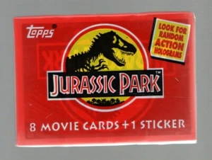 1992 Topps JURASSIC PARK 1 PACK full color trading cards plus stickers - Picture 1 of 2