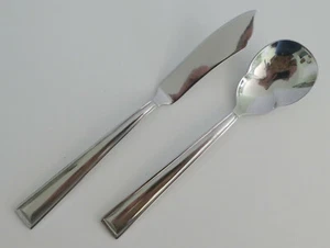 GORHAM Marabella Stainless SUGAR SPOON & BUTTER KNIFE Flat Tip Outline - Picture 1 of 5