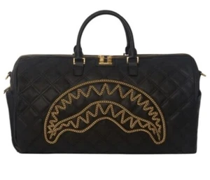 NWT Sprayground Noir Quilt Gold Chain Shark Leather Duffle Bag Black - Bild 1 von 13