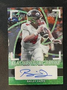 Bailey Zappe 2022 Leaf Flash Photography Metallized Sparkles GREEN AUTO SP SN /7 - Picture 1 of 3