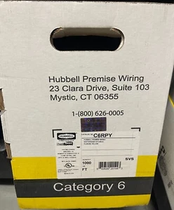 Hubbell NextSpeed C6RPEY 1000 FT Yellow Plenum CAT6 Cable - Afbeelding 1 van 4