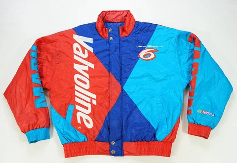 Rare VTG RACING CHAMPIONS Mark Martin Valvoline Color Block NASCAR Jacket 90s L Cover