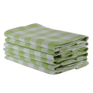 Cotton Napkins Checkered Green & White 6/pack - Picture 1 of 6