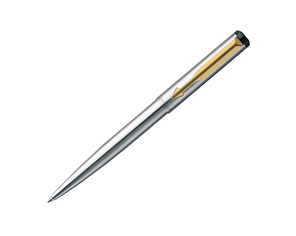 Parker Vector Stainless Steel Gold Accents Retractable Ballpoint Pen