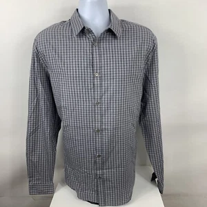 H&M Button Down Shirt Men’s Size XL Check Plaid Long Sleeve Business Casual Gray - Picture 1 of 8