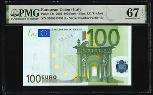 European Union / Italy 2002 - 100 Euro P#12s Prefix "S" - PMG Superb Gem UNC 67 - Picture 1 of 2