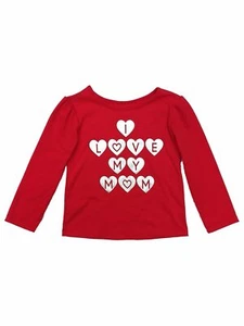 Toddler Girls Red I Love My Mom Valentines Day T-Shirt Long Sleeve Top 2T - Picture 1 of 2