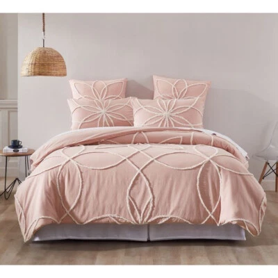 Tufted Duvet Cover Set –King/Queen Size Vintage Look with 2 Pillow Covers in Zip - Image 1 of 4