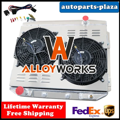 3 Row Radiator+Shroud Fan+Relay Fits 1957-1959 Ford Fairlane Galaxie Skyliner Foto 1 de 4