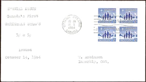 🍁Canada  #435 Block   "STAR OF BETHLEHEM"    Fine Used  1964 First Day Cover - Picture 1 of 2