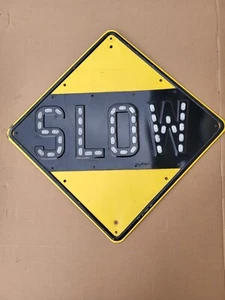 LANGSAMES SCHILD/Reflektoren GELB & SCHWARZ 24"" x 24"" aus NY State nicht Glas Stoppschild - Bild 1 von 14