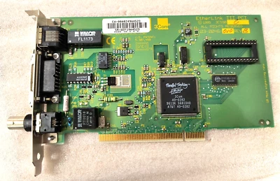 RARE VINTAGE 1994 3COM ETHERLINK III 3C509-C ISA ETHERNET THICK THIN RJ45 MXB91A - Image 1 of 4