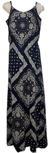 Tommy Hilfiger, Dress, Blue, Paisley, Patchwork, Maxi, Spaghetti Strap, Small/P - Picture 1 of 5