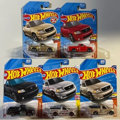 NUEVO 2025 HOT WHEELS M CASE 99 FORD SVT Lightning bronceado, rojo, plateado y negro lote 5 Foto 1 de 2