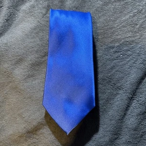 Paul Fredrick Men’s Necktie Tie Long Length Shiny Blue 60”X 3.5 “ Solid Silk - Picture 1 of 3
