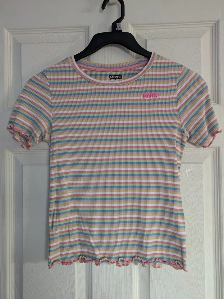 Camisa De Colección Levi’s Niña Manga Corta Juvenil XL Etiqueta Roja Rayas Buen Estado Usada Foto 1 de 4