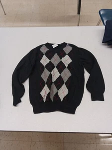Children’s Place Boys Knit Argyle Sweater Small 5/6 Black Long Sleeve - Picture 1 of 3