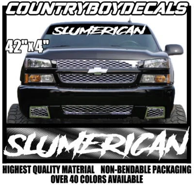 Calcomanía adhesiva de vinilo para parabrisas SLUMERICAN 42"x4" diésel camión coche elevado Trump Foto 1 de 3