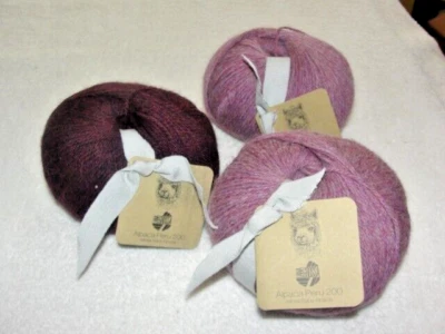 New Lana Grossa Yarn Alpaca Herkunft Peru 200 Italy 2 colors Reds 3 Balls - Image 1 of 4