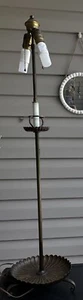 Vintage Lamp Candlestick Metal Buffet Fluted Base Tall 2 Light Pull Chain - Picture 1 of 11