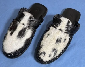 Free People Wanderer Woven Flat Slide Sandal Hairon Leather NWOT Sz 8.5 - 9 Eu39 - Picture 1 of 8