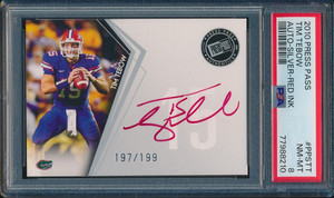 2010 PRESS PASS #PPSTT TIM TEBOW RC AUTO SILVER RED INK PSA 8 NM-MT #d 197/199