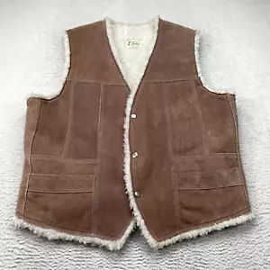 Vintage Genuine Leather Sherpa Lined Vest Sz XL Made In Mexico - Picture 1 of 7
