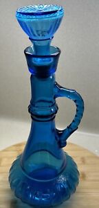 Vintage Blue Glass Genie Bottle Liquor Decanter  Jim Beam