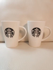 Starbucks coffee mugs 12oz Mermaid Logo Black / White set of 2 - Picture 1 of 7