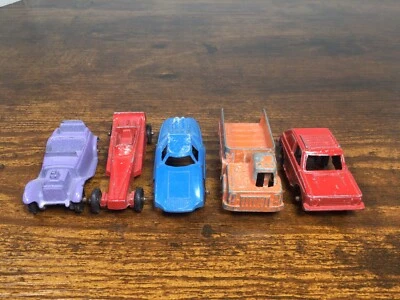 Vintage 1930's TootsieToy Lot (5) Metal Car & Truck Lot Fiat Rabbit Dragster  - Image 1 of 4