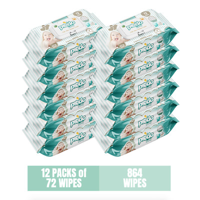Predo Baby Wipes, 12 Packs, 864 Wipes, Aloe, Vitamin E And Vitamin B5 • 27.99$
