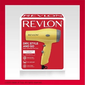 REVLON Compact Hair Dryer | 1875W Lightweight Design, Perfect for Travel, Yellow - Picture 1 of 6