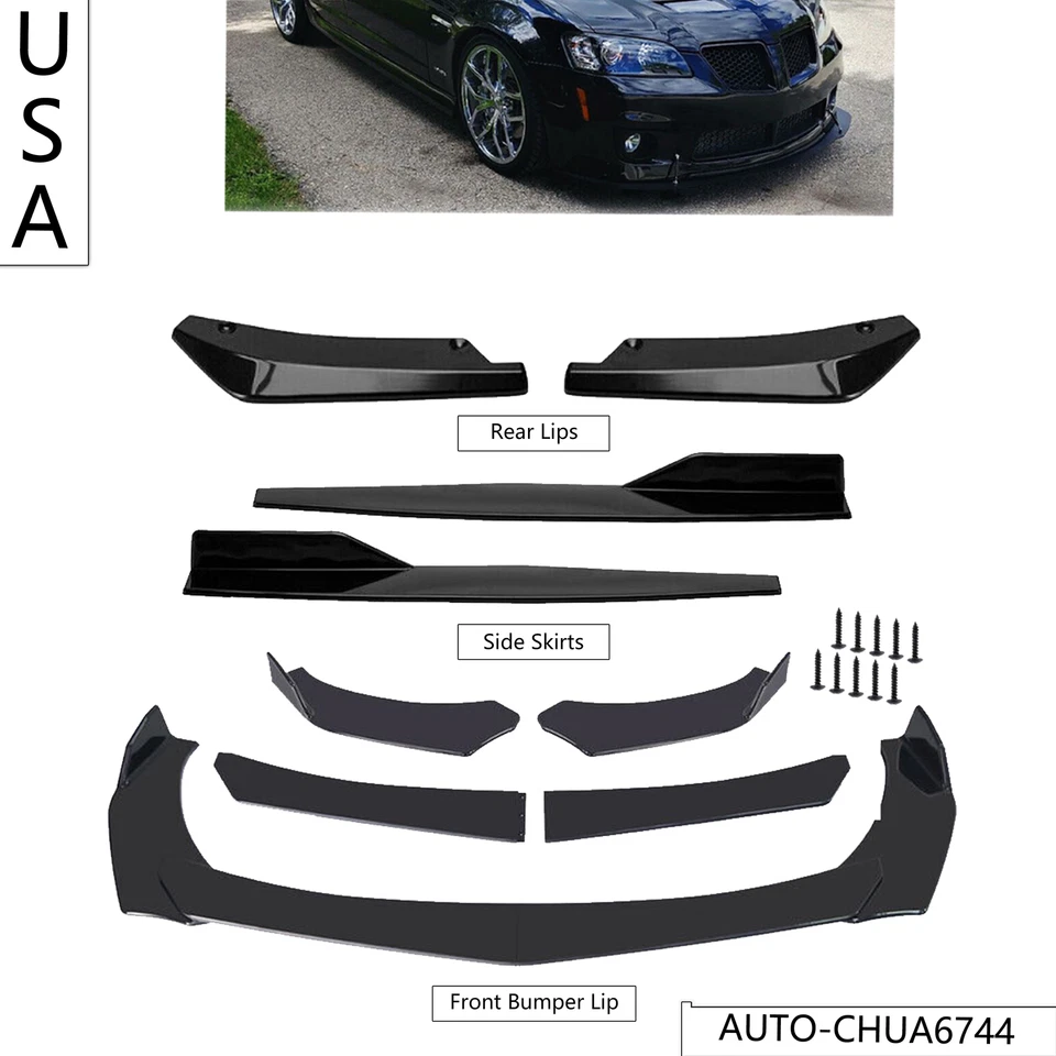 Kit de carrocería de alerón inferior divisor de labios parachoques delantero negro brillante para Pontiac G4-G8 Foto 1 de 4