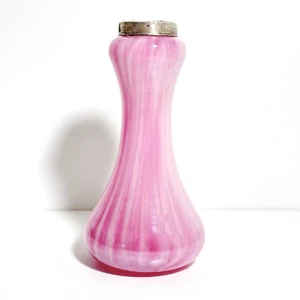 Vintage 1929 Pink Art Glass Vase w/ Sterling Silver Collar – London Hallmarks - Picture 1 of 24