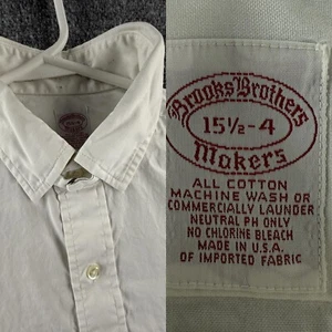 VTG Brooks Brothers Makers Tab Collar White 15.5 34 USA Made All Cotton Pocket - Picture 1 of 17