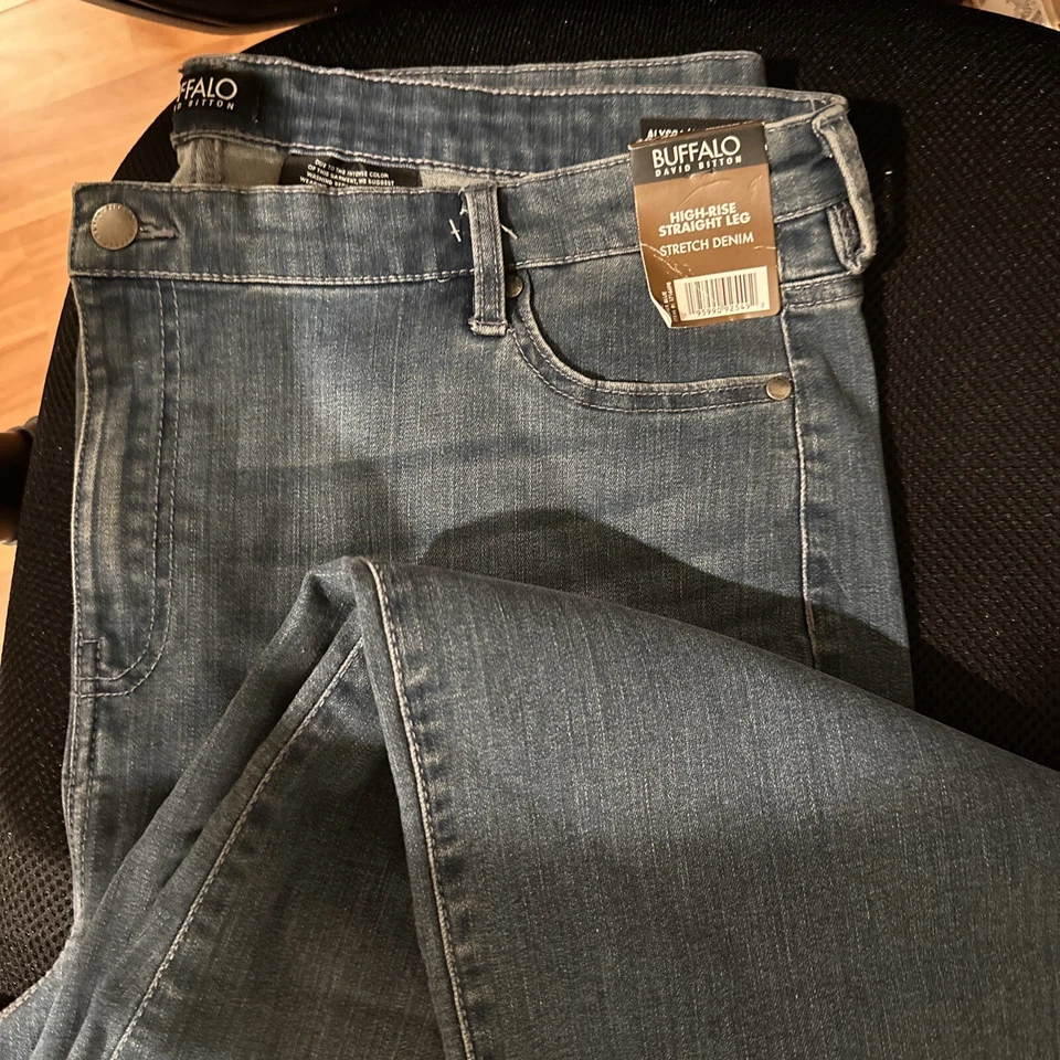 Buffalo David Bitton Straight Leg Jeans Womens 16x36 Light Blue Denim High Rise