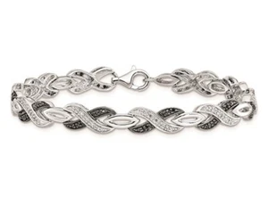1/3 Carat (ctw) Black and White Diamond Bracelet in Sterling Silver - Picture 1 of 4