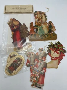 Vintage Assorted Die Cut Christmas Ornaments Tags  Victorian Look Ol St Nick - Picture 1 of 5